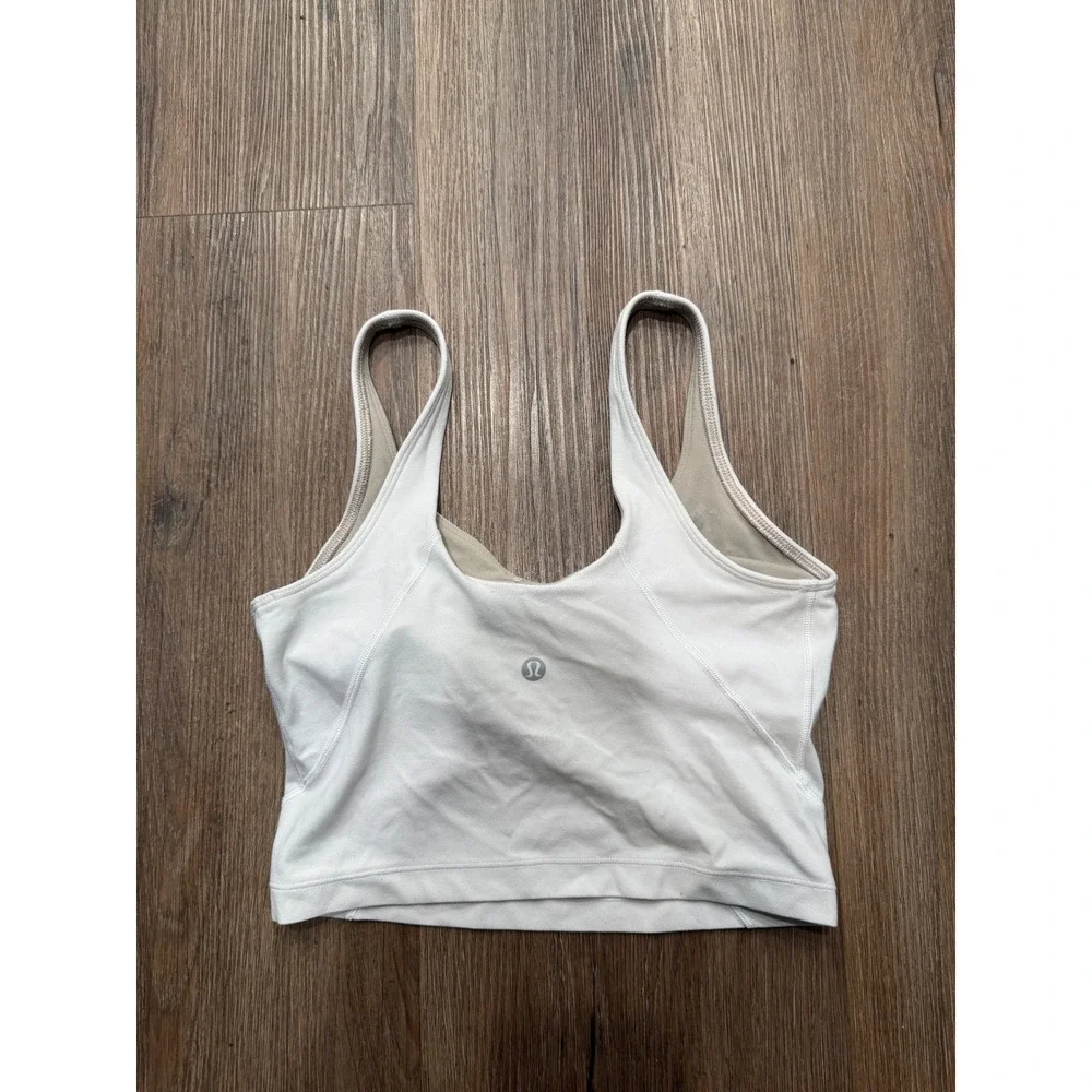 Lululemon Align Tank Top White Nulu Cropped Yoga Bra LW1CNBS Size 4
